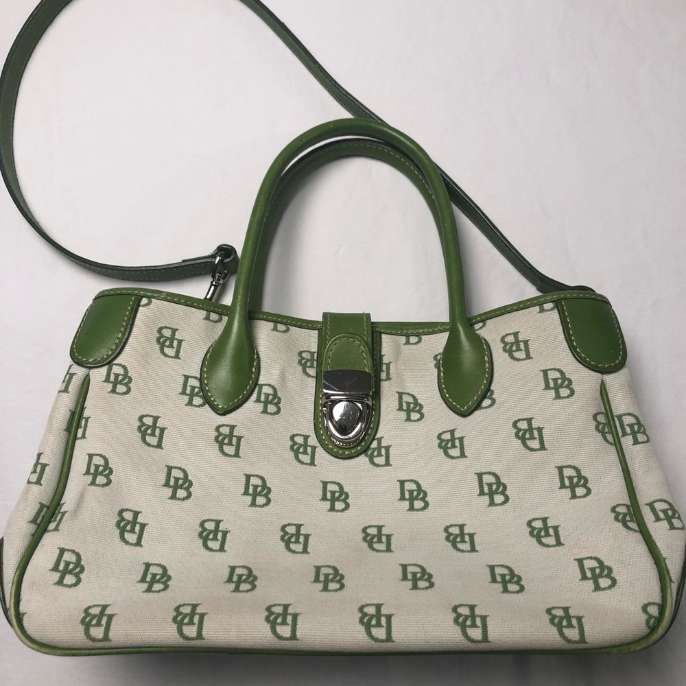 Green & White Dooney & Bourke handbag with detachable shoulder strap